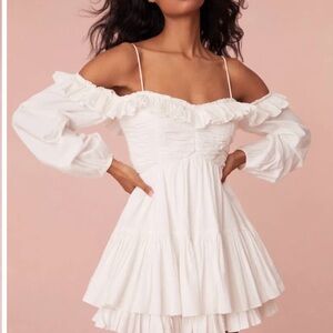 LoveShackFancy White Ruffled Mini Dress